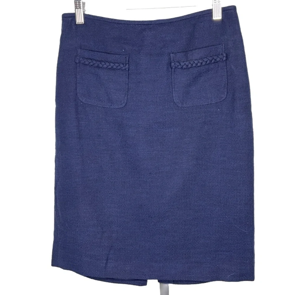 Talbots Lined Linen Blend Navy Skirt, size 4